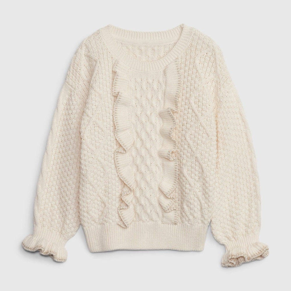 GAP toddler Ruffle Sweater in Ivory Frost size 18-24 months NWT